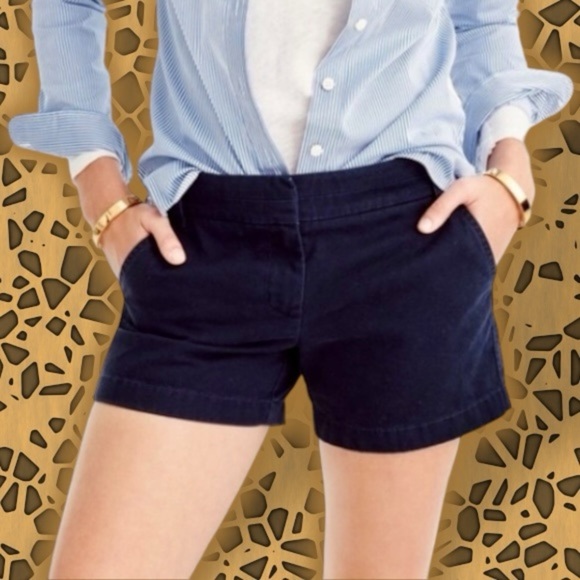 J. Crew Navy Blue 100% Cotton Chino Shorts Size 4 - Picture 1 of 12